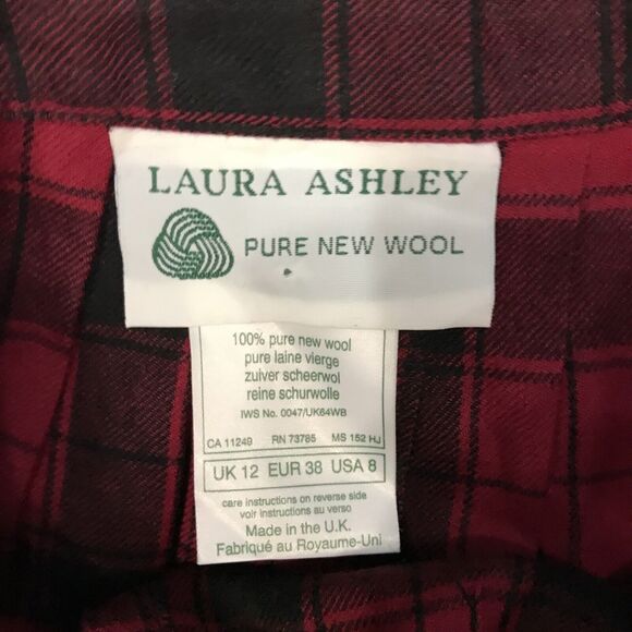 Laura Ashley Vintage 80s Classic Tartan Plaid Pleated Midi Full Skirt Sz 8 - Picture 9 of 10